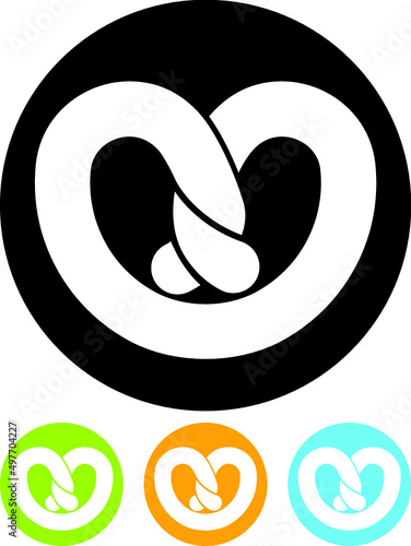 Pretzel bakery sign. Pastry vector icon