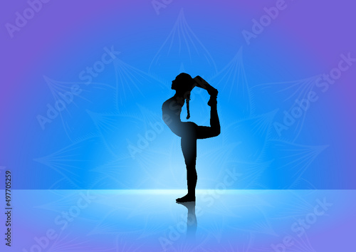 silhouette of a yoga pose girl