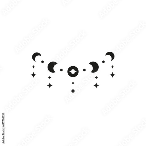 Bohemian black moon phases with stars.