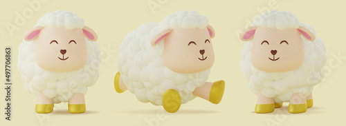 3d sheep character design. Suitable for Ramadan, Eid al fitr and Eid al Adha decoration.