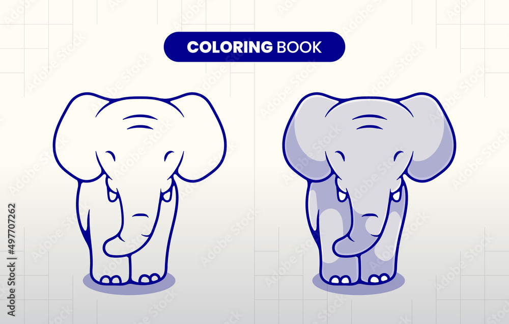 Obraz premium hand drawn cute elephant illustration coloring book for children to fill in