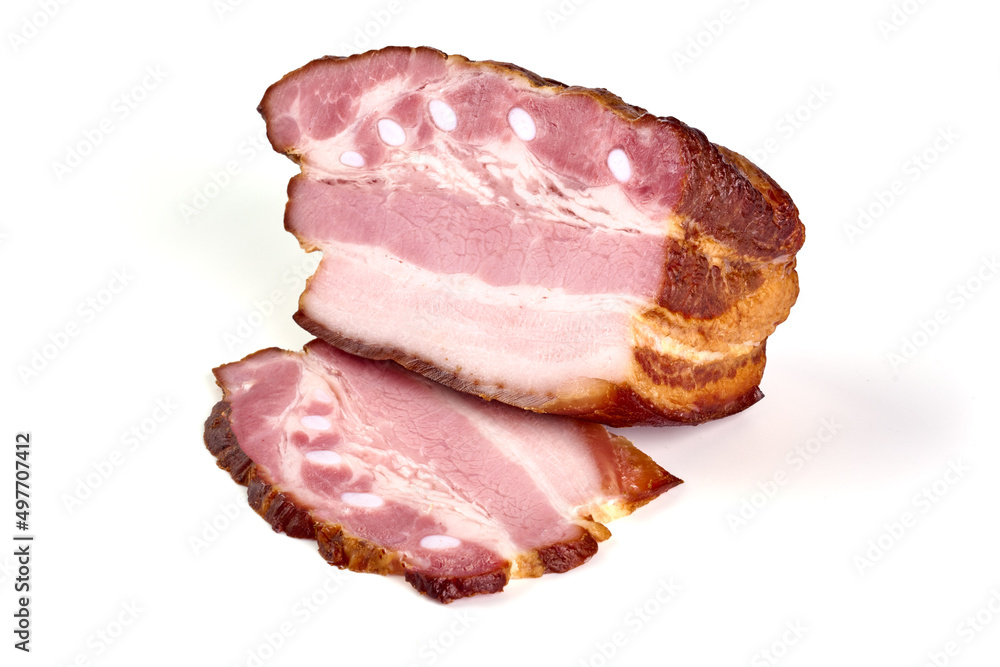 Smoked pork meat, isolated on white background. High resolution image. Smoked pork meat, isolated on white background. High resolution image.