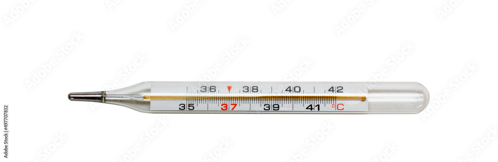 Mercury thermometer isolated on a white background Mercury thermometer isolated on a white background