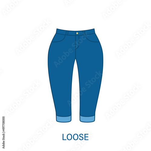 Loose Pants Type of Woman Trousers Silhouette Icon. Modern Women Garment Style. Fashion Casual Apparel. Beautiful Type of Female Jeans Trousers. Slacks, Loose Pants. Isolated Vector Illustration