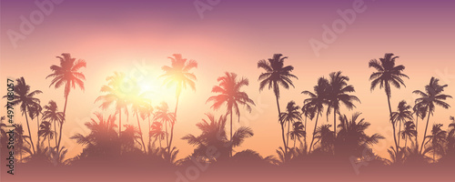 tropical palm tree silhouette background summer holiday design