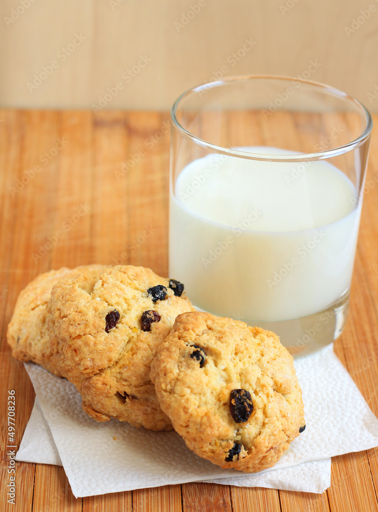 Rock cakes with glass of milk Rock cakes with glass of milk