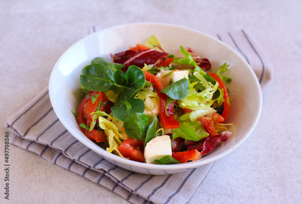 Fresh salad with mozzarella cheese Fresh salad with mozzarella cheese