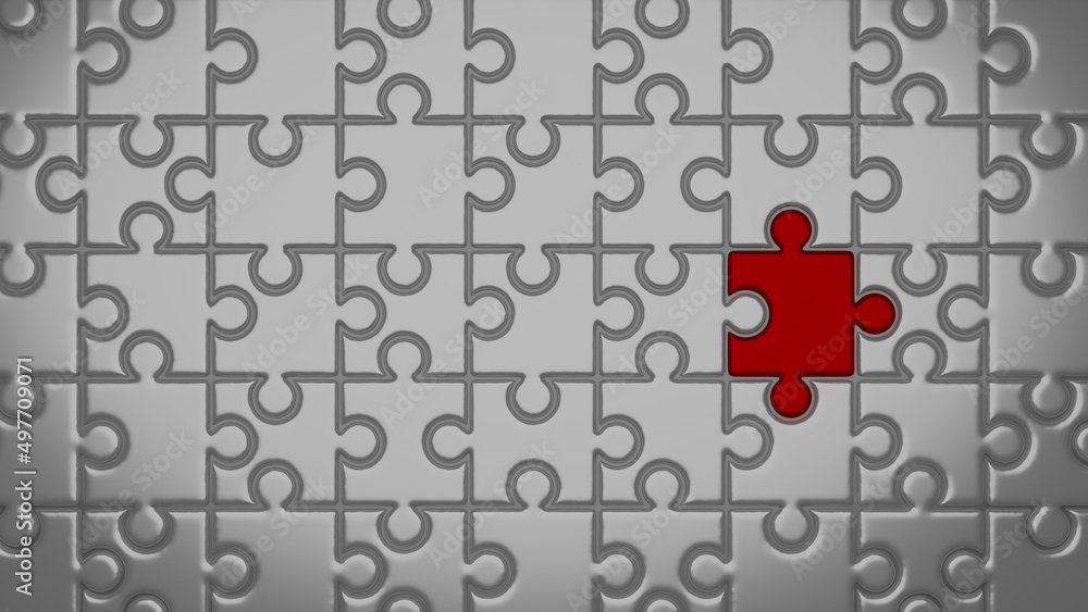 Jigsaw puzzles grid concept with eye-catching piece. Jigsaw puzzles grid concept with eye-catching piece.