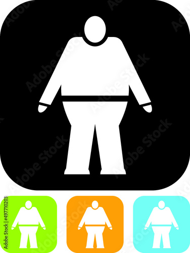 Fat man figure silhouette. Obese person vector icon