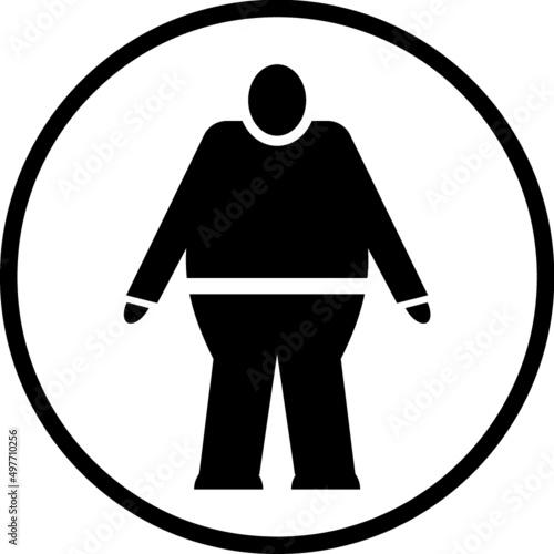 Fat man figure silhouette. Obese person vector icon