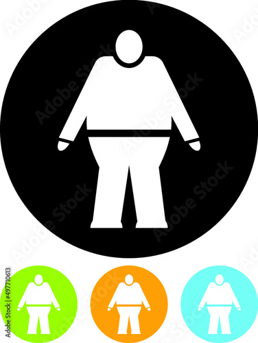 Fat man figure silhouette. Obese person vector icon