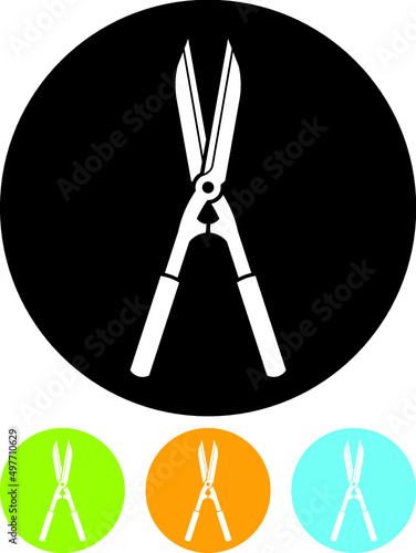 Secateurs garden scissors. Gardening tool vector icon isolated