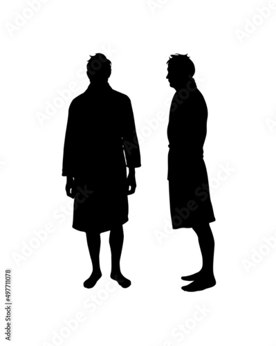 Man in Morning Gown Silhouette Isolated on White
