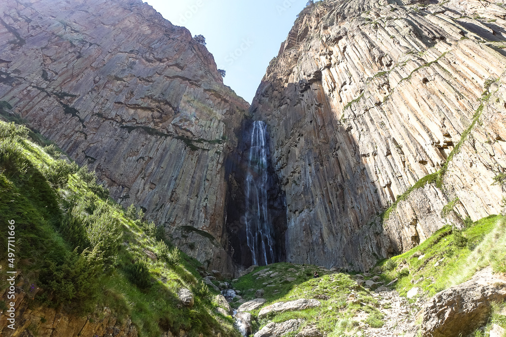 Abai-Su waterfall. North Caucasus, Kabardino-Balkaria June 2021.