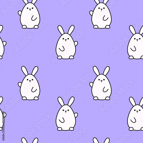 Cute plump rabbit vector seamless pattern  adorable rabbits background