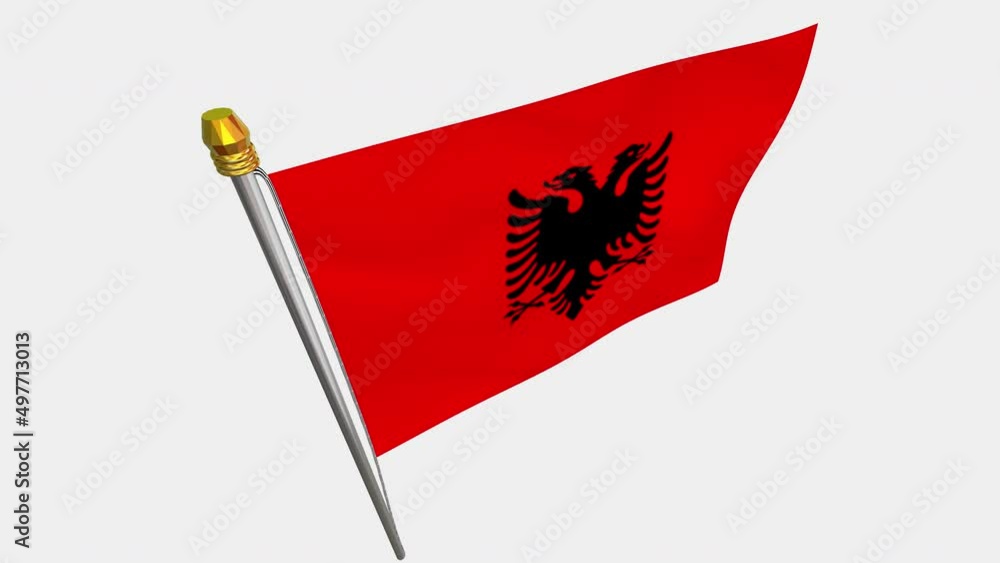 A loop video of the Albania flag swaying in the wind from a diagonally upper left perspective. A loop video of the Albania flag swaying in the wind from a diagonally upper left perspective.