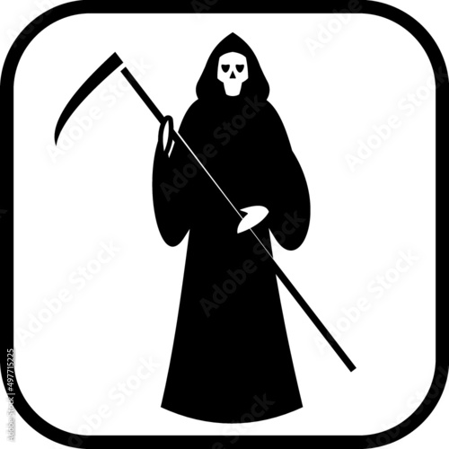 Grim Reaper. Vector death figure with scythe