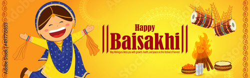 Vector illustration for happy Baisakhi, Indian punjabi festival with festival theme elements.int