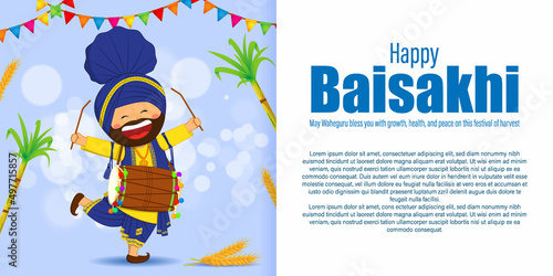 Vector illustration for happy Baisakhi, Indian punjabi festival with festival theme elements.int