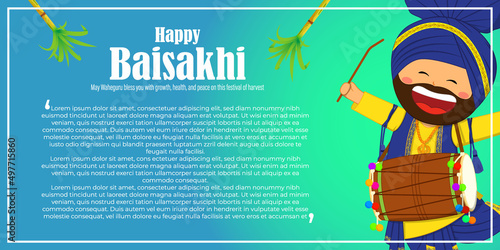 Vector illustration for happy Baisakhi, Indian punjabi festival with festival theme elements.int
