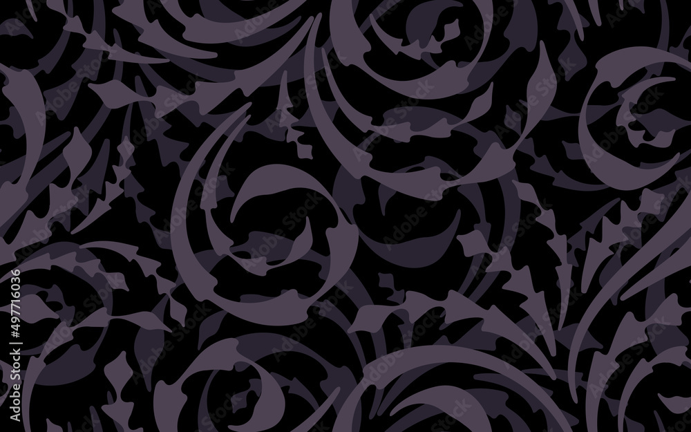 Seamless monochrome abstract floral pattern. Seamless monochrome abstract floral pattern.