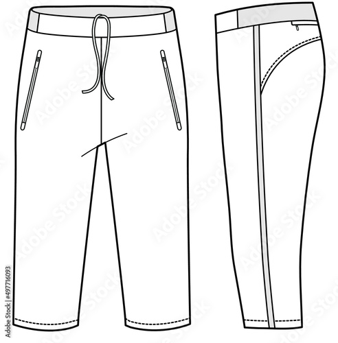 three quarter shorts mens sports wear capri pant vector illustration