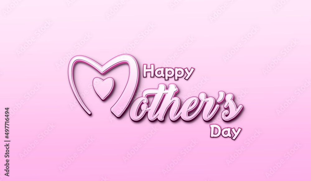 Happy mother's day greeting background design with 3D heart Shape