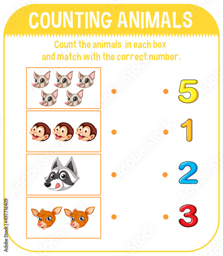 Worksheet design for counting animals
