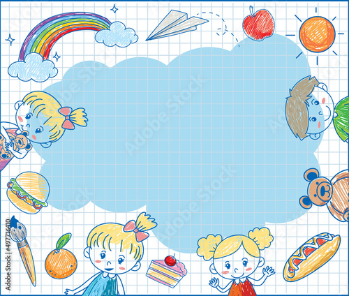 Hand drawn coloured crayon background template
