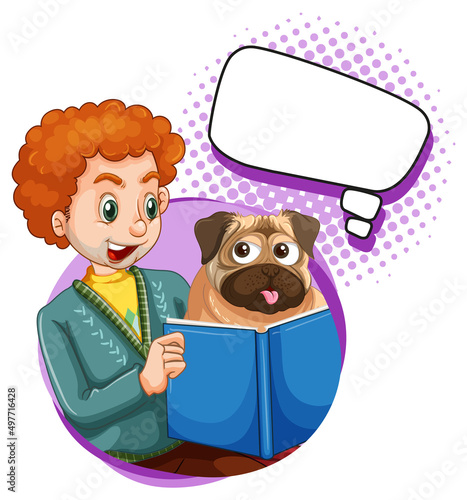 A Man and his dog with callouts