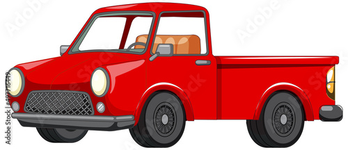 Old red truck on white background