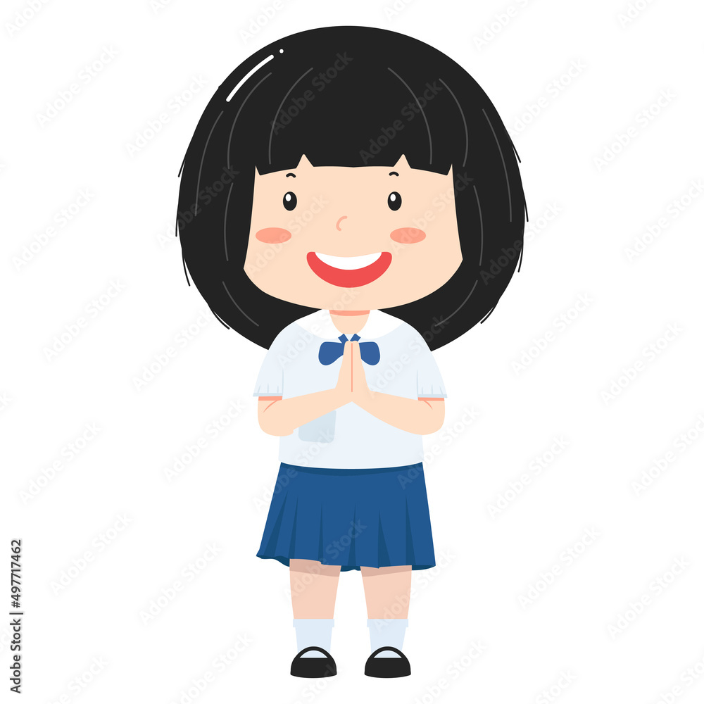 Cute thai student girl on white background Cute thai student girl on white background