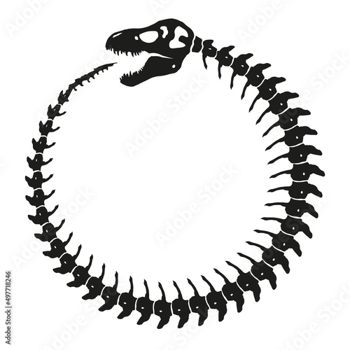 Dinosaur Skeleton as Ouroboros Infinity Symbol