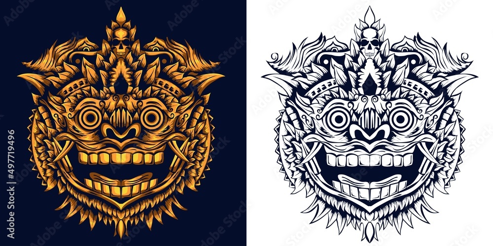 barong culture mask vector illustration barong culture mask vector illustration