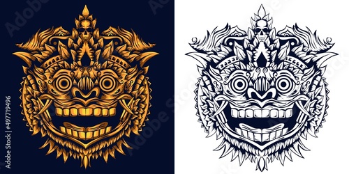 barong culture mask vector illustration