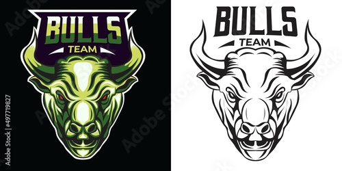 bull team esport logo mascot design
