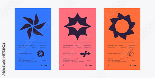 Universal trend halftone geometric shapes set