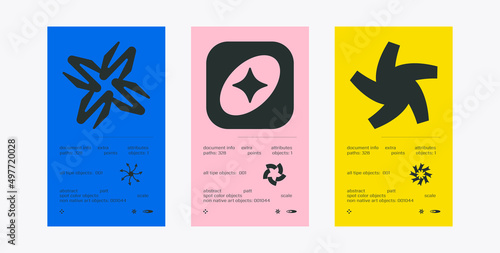 Universal trend halftone geometric shapes set