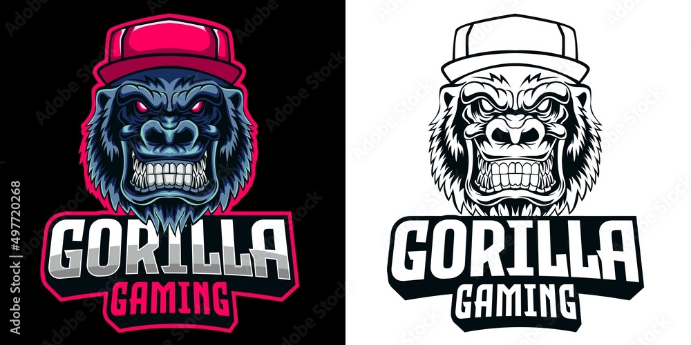 gorilla head esport logo mascot design