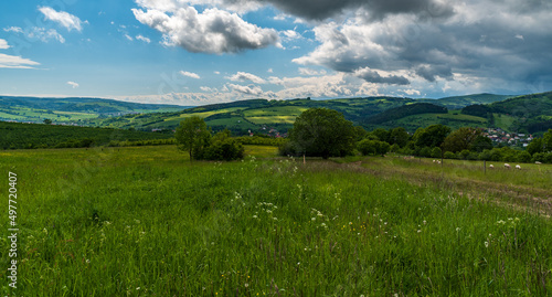 Beutiful springtime Bile Karpaty mountains around Brumov - Bylnice village in Czech republic