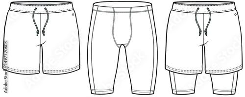 active wear shorts technical drawing vector illustration
