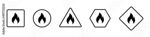 Fire Warning Set Icon Vector Illustration