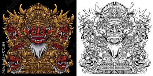 barong balinese mask vector illustration in detailed style