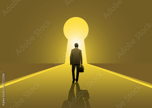 Man Walking Into A Keyhole