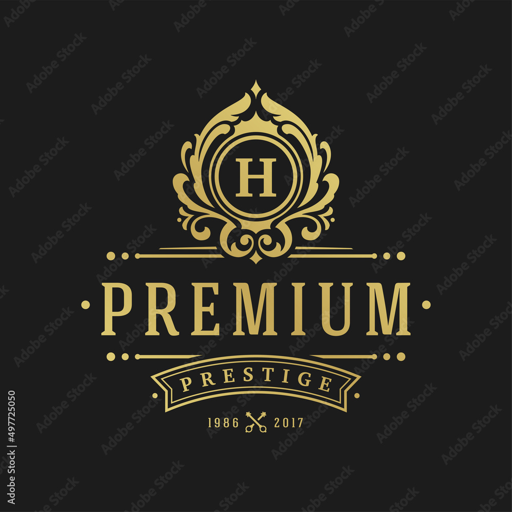 Luxury logo design template vector illustration. Victorian vignettes ornament shapes for logotype or badge design. Good for fashion boutique, alcohol or restaurant branding. Luxury logo design template vector illustration. Victorian vignettes ornament shapes for logotype or badge design. Good for fashion boutique, alcohol or restaurant branding.