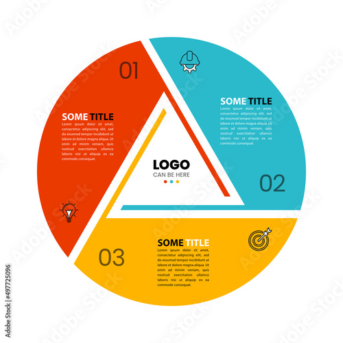 Infographic template with icons and 3 options or steps. Triangle