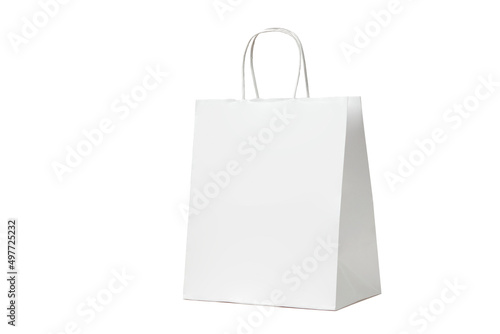 Paper bag on white background with copy space