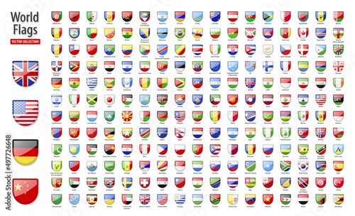 Flags of the world - vector set of glossy, hemispherical icons.