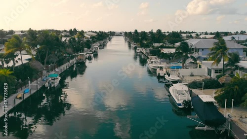 High up aerial view of Key Colony Beach is a municipality in the middle of the Florida Keys, Monroe County, Florida, United States. photo