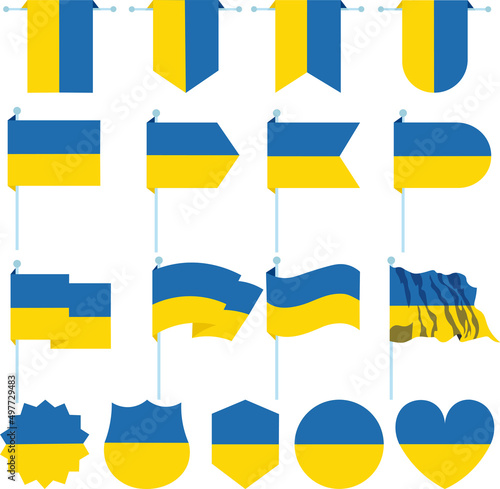 set vector icon of flag of ukraine in different geometric shapes and styles eps 10